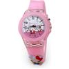 LuminaLux Orologio analogico al quarzo per ragazze, cinturino in silicone scintillante 3D, luce LED lampeggiante, Hello Kitty, rosa