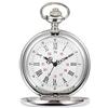 WONOLO Orologio da taschino classico vintage, liscio, in acciaio, movimento al quarzo, con catena corta, unisex, regalo per compleanno, anniversario, Natale, festa del papà, color argento