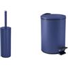 Spirella - Scopino WC e Pattumiera Akira - Blu Scuro Opaco/Blu Opaco | Scopino WC e Pattumiera · Set Bagno Coordinato · Colori Abbinati · Facile da Pulire