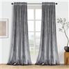 Roslynwood Tende in velluto nero argento - tende per la riduzione del suono, tende con tasca per bastone, 52 x 96 L, argento, 2 pannelli