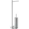 Gedy Mida Piantana Portarotolo e Scopino Bagno Finitura Cromata, Realizzata con Materiali Acciaio Inox e Cromall, Base Rotonda Ø 20 cm Zavorrata H 66,6 cm, Tazza Interna Removibile