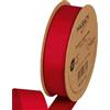 Halbach Seidenbänder Nastro in grosgrain di alta qualità, larghezza: 25 mm, lunghezza: 25 m, nastro regalo sostenibile in poliestere riciclato, ideale come nastro, colore: rosso
