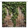 ZWSMZW Tenda da doccia con foglie verdi, muro di mattoni, giardino, paesaggio, natura, pianta, rustico, paese, rosso, marrone, pietra, parete, creativo, decorazione per il bagno, tende in tessuto con