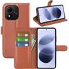 JIUNINE Cover a Libro in Pelle per XIAOMI Redmi Note 17 5G, Marrone | Custodia Portafoglio Antiurto in Pelle Sintetica a Grana Litchi, Portacarte, Chiusura Magnetica, Supporto Regolabile