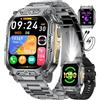 HIRREO Smartwatch Uomo con 1000mAh Batería, 2.01″ HD Smartwatch con Chiamata Bluetooth, Militare Orologio Fitness: Torcia LED 100+ Modalità Sportive, Sonno/Cardiofrequenzimetro, IP68, Android iOS, BWTX12-A
