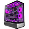ANSAITE Case PC ATX, 6 ventole PWM ARGB preinstallate,gioco Type-C 270° full view vetro temperato Mid Tower Pure White ATX Computer Case, supporto RAD 360MM (nero)