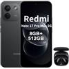 XIAOMI Redmi Note 17 Pro Max 5G-Smartphone 8+512GB,Display 6,83 1.5K AMOLED, Snapdragon 6 Gen 5,Batteria 9210mAh+Ricarica 100W,Fotocamera 50MP OIS+Ultra,IP68,Nero,Cuffie nero incluse