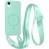 FMPCUON FNPCUON Cover Magnetica con Cordino per iPhone XR Compatibile con MagSafe,Ricarica Wireless, Placcatura Disegno Custodia con Collana Laccio Tracolla Regolabile Case.Menta verde