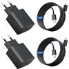 PUQAKE 2Pack Caricatore USB C 25W 2-Porto PD&QC3.0 Presa con 2M Cavo per Samsung | Multipla Spinotto USB A&USB C Caricabatterie Rapido Super per Galaxy S26 S25 S24 S23 S22 S21 S20 S10 A57 A56 A55 A54 A36 A17