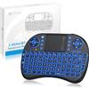 Esynic - Tastiera wireless retroilluminata 2,4 GHz, tastiera portatile con mouse touchpad, batteria ricaricabile integrata, per Google Smart TV, Android box, Windows laptop e Raspberry PI3 PS4.