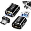 Menibeuty 2 adattatori magnetici USB C, 240 W, PD, ricarica rapida 80 Gbps, trasmissione dati, adattatore magnetico a 24 pin, compatibile con laptop, tablet e dispositivi con porta USB-C, nero