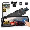 Realdio Dash Cam Specchietto 4K Fronte e Retro, Touch 9,7 Pollici, WiFi | GPS, ADAS, Sensore G, Registrazione in Loop e Scheda SD 64 GB per Navigazione e Sicurezza Stradale, Visione Notturna