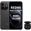 XIAOMI Redmi Note 17 Pro 5G,Smartphone 8+512GB,6,83 1.5K AMOLED 120Hz,Batteria 8340mAh Ricarica 67W,Fotocamera 50MP OIS+Ultra‑grandangolare,Snapdragon 6s Gen 4,IP68,Nero,Cuffie nero incluse