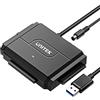 UNITEK Cavo adattatore SATA IDE a USB, convertitore da USB 3.0 a IDE Hard Drive per HDD/SSD da 2,5/3,5, adattatore di alimentazione 12V/2A incluso