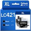 SANCTink LC421 LC421XL cartucce d'inchiostro per LC-421 XL LC-421XLVAL | Multipack cartucce per Brother DCP-J1050DW DCP-J1140DW MFC-J1010DW, 2BK