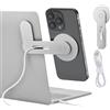 aceyoon Supporto magnetico per telefono portatile, caricabatterie wireless veloce, supporto laterale regolabile a 180°, per iPhone MagSafe e tutti i telefoni, MacBook, monitor PC, supporto per schermo