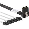 10Gtek® 6G Internes Mini SAS 36pin SFF-8087(Host) Male to 4x SATA(Target) 7pin Female Fan-Out Cable, Right Angle to Straight, 0.5-Meter(1.65-ft)