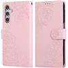 MouyouGlow Custodia Sam sung Galaxy A35 5G | Flip Cover Portafoglio Donna con Slot Carte di Credito (3 Posti) | Antiurto in Pelle Fiore PU con Stand Integrato | Cinturino da Polso | Rosa