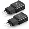 PUQAKE 2 Pack Caricatore USB, 15W Alimentatore Universale per Samsung Cellulare | Caricabatterie USB A Prese Spinotto per Samsung Galaxy A57 A56 A55 A36 A26 A17 A16 A15 A14 A13 A03 S23 S22 S21 S10 S9 S8 Plus
