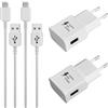 PUQAKE 2 Pack 15W Caricatore Caricabatterie con 1.5M Cavo USB C per Samsung | Presa Carica Alimentatore USB Spina per Samsung Galaxy S24 S23 S22 S21 S20 S10 S9 S8 Plus A17 A16 A13 A36 A52s A55 A56 A57