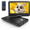 YOTON Lettore DVD portatile da 12,5 pollici con schermo girevole HD da 10,5 pollici per auto e bambini, batteria integrata, auricolare/AV-IN/AV-OUT/USB/scheda SD/TV Sync e formati VCD/MPG/JEPG (non