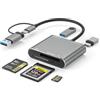 Aiyingmei XQD Lettore di schede SD/TF USB C (10 Gbps), lettore di schede esterno multiporta 5 in 1 Dual-Slot Multiport Hub USB compatibile per laptop di tipo C, supporta Windows/Mac OS/Android
