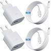 PUQAKE 2Pack Caricatore USB C 25W 2-Porto PD&QC3.0 Presa con 2M Cavo per iPhone | Multipla Spinotto USB A&USB C Caricabatterie Rapido Super per Galaxy S26 S25 S24 S23 S22 S21 S20 A57, iPhone 17 16 15