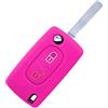 SALPIE COVER CHIAVE PORTACHIAVI GUSCIO compatibile con CITROEN C2 C3 C4 C5 PICASSO 2 TASTI PEUGEOT 107 206 207 307 308 406 407 TELECOMANDO (Fucsia, COVER SILICONE)