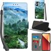 PHINIENLAND Cover per Xiaomi Redmi Note 13 Pro 4G custodia portafoglio Foresta | 3 scomparti carte, 1 tasca banconote, Chiusura magnetica, Supporto, Pelle PU flip cover per Xiaomi Poco M6 Pro