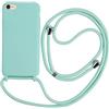 2ndSpring Cover con collana compatibile con iPhone 7/8/iPhone SE 2020/iPhone SE 3 2022, cordino in corda con ciondolo, in silicone morbido menta verde
