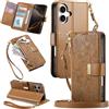 MOJIA Portafoglio Custodia per Sony Xperia 10 VIII / 10 VII, Flip Cover in Pelle con Tracolla a Tracolla, Scomparto a Cerniera e Funzioni Multifunzione. Brown