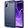 WJXEXRS Cover per Samsung Galaxy A07 5G / 4G, Custodia Spazzolata e Fibra di Carbonio Morbido Silicone TPU Slim Fit, Antiurto, Antigraffio, Antiscivolo, Protezione Cover Samsung Galaxy A07 5G/4G -Blu