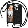 Coiwxmoi Custodia per iPhone 15 Pro Max con Nastro Leopardato,Marrone | Motivo con Catena,Custodia Protettiva da Appendere con Cordino,Silicone TPU per iPhone 15 Pro Max 6.7