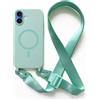 2NSPDRGNI Magnetica Cover con Collana Compatibile con iPhone 16,Case con Laccio per Il Collo Custodia con Cordino,Menta verde