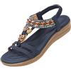 SOLOYEE Sandali da donna estivi comodi sandali piatti da spiaggia con plantare morbido antiscivolo Bohemian Strass per vacanze matrimonio shopping, Blu mare, 38 EU