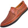Generic Mocassini da uomo in pelle traforati fatti a mano traspiranti scarpe estive casual mesh leggero antiscivolo camminare guida appartamenti