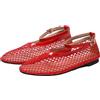 CRETUAO Sandali da Ballerina in Rete da Donna, Scarpe Mary Jane Casual morbide e comode con Cinturino alla Caviglia, Scarpe Basse Sexy e Traspiranti,Rosso,37 EU