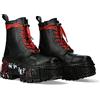 New Rock Stivali Unisex Suola Tank con lacci rossi e dettagli grafici Colore Nero Pelle/Unisex Black Boots Leather Shoelaces M.WALL126CCT-C1, Nero , 37 EU