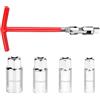 LEKABIN 1 Pz Chiave Candela & 4 Pz Bussola Candele 14mm 16mm 18mm 21mm | Chiave Candele, Set Chiavi Candela con Impugnatura a T per Auto e Moto, Strumento di Rimozione delle Candeles