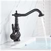 LAKKOAKOAA Rubinetto Lavabo Rubinetto Bagno Stile Anticato Vintage Ottone Monocomando Miscelatore Bagno Girevole A 360°, Miscelatore Lavabo, Nero