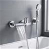 Daelesr Rubinetto Vasca da Bagno con Doccetta 3 Modalità, Miscelatore Doccia a Cascata in Ottone Cromato, Valvola Ceramica, Set Doccia Completo con Tubo 1,5m e Supporto, Termostato per Vasca Bagno, Universale