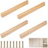 TESSTSY 4 Pezzi Maniglie in Legno, Pomelli Cassetti per Mobili Cucina in Legno | Maniglie per Mobili da Cucina Moderni, Maniglie Armadio con Viti, Interasse Fori 192mm, per Porta, Armadio, Cassetto