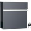 Wiltec Cassetta postale con vano portagiornale V50 antracite + inox 370 x 105 x 370 mm