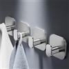 Aikzik Portasciugamani senza fori, set di 4 portasciugamani da bagno in acciaio inox, ganci adesivi extra forti, ganci autoadesivi per bagno e cucina, argento