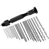 FineGood - 25 punte per trapano a mano, 24 mini punte elicoidali (0,6-3 mm) con 1 morsa a perno, utensili rotanti per legno, gioielli, plastica