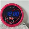 HELLO KITTY Orologio da parete digitale Hello Kitty LED rosa a forma di cuore raro non in...