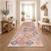 Paco Home Tappeto Corridoio Vintage Pelo Corto Stile Boho Lavabile Antiscivolo Facile Da Pulire Design Retro Moderno, Colore:Multicolore, Dimensione:80x300 cm
