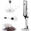 GAOUTO Montalatte elettrico, montalatte portatile, con 2 fruste in acciaio inox, montalatte ricaricabile, per matcha, cioccolata calda, cappuccino