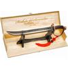 YesEatIs - Sciabola del Sommelier con Cassetta in Legno da Esposizione - Manico Color Bronzo - 2 Laccetti Ornamentali Inclusi