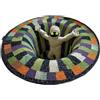 Generico Tappeto Illusion Halloween rotondo trapuntato a scheletro visivo 3D | Tappeto illusione ottica 3D senza fondo Halloween con supporto antiscivolo, tappeto con scheletro per soggiorno, ingresso